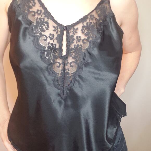 Vintage Union Tag Chantilly Maidenform Camisole Lingerie Lace Silky Black 36 - Picture 5 of 11